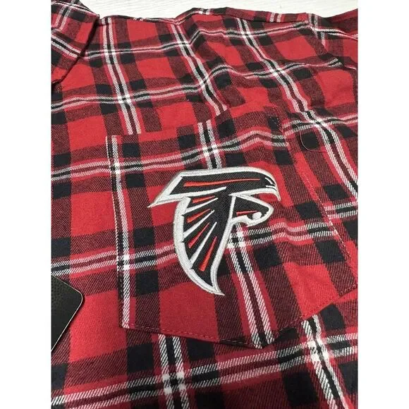 NWT Men's FOCO Atlanta Falcons NFL Long Sleeve Plaid Flannel Shirt Size XL - Picture 3 of 8